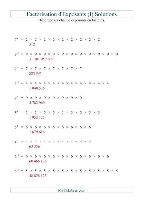 Décomposition de nombres en facteurs premiers (base 1 à 9; exposant 7 à 12) (I) page 2