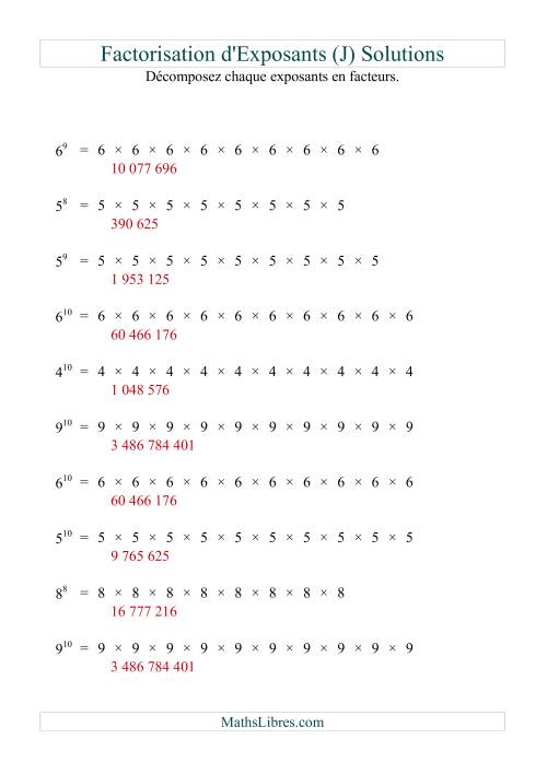 Décomposition de nombres en facteurs premiers (base 1 à 9; exposant 7 à 12) (J) page 2