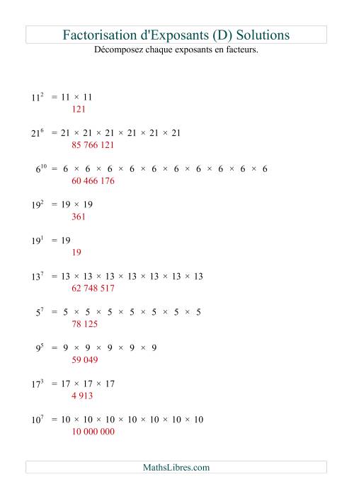 Décomposition de nombres en facteurs premiers (base 5 à 25; exposant 1 à 12) (D) page 2