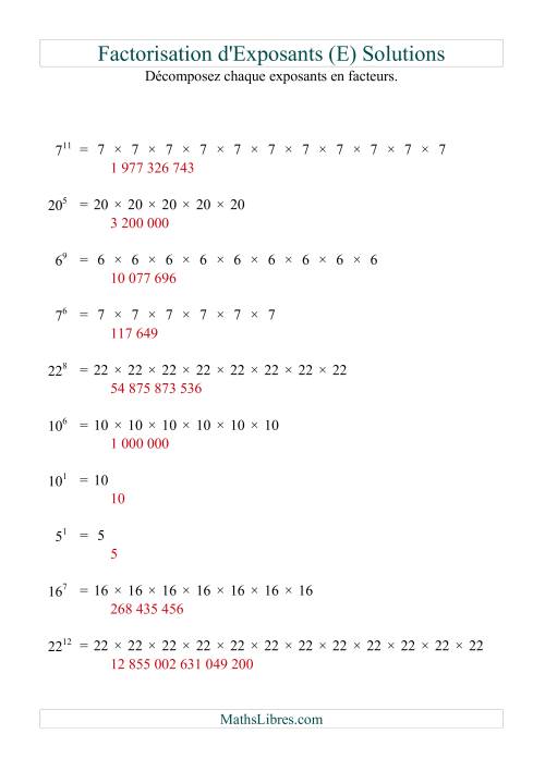 Décomposition de nombres en facteurs premiers (base 5 à 25; exposant 1 à 12) (E) page 2