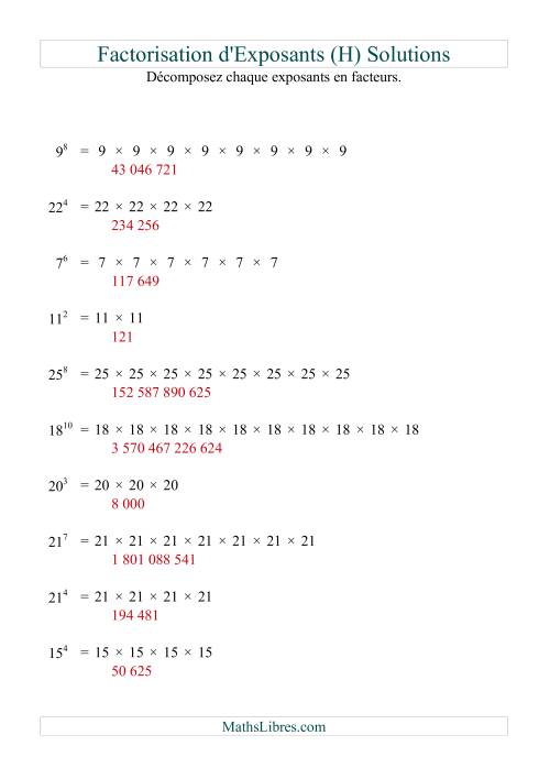 Décomposition de nombres en facteurs premiers (base 5 à 25; exposant 1 à 12) (H) page 2