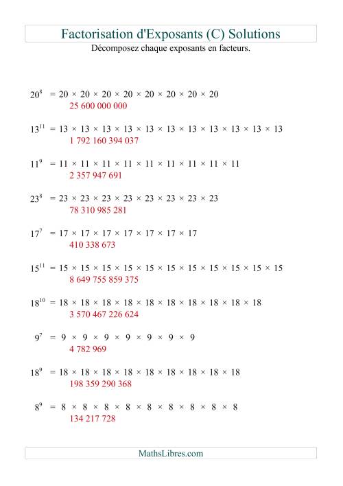 Décomposition de nombres en facteurs premiers (base 5 à 25; exposant 7 à 12) (C) page 2