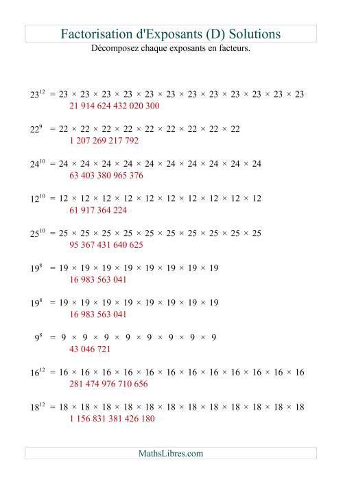 Décomposition de nombres en facteurs premiers (base 5 à 25; exposant 7 à 12) (D) page 2