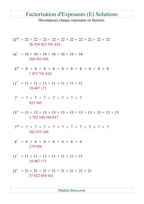 Décomposition de nombres en facteurs premiers (base 5 à 25; exposant 7 à 12) (E) page 2