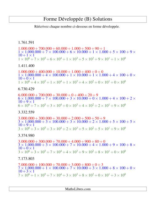 Écriture de nombres en forme dévoleppée 1.000.000 à 9.999.999 (version EU) (B) page 2
