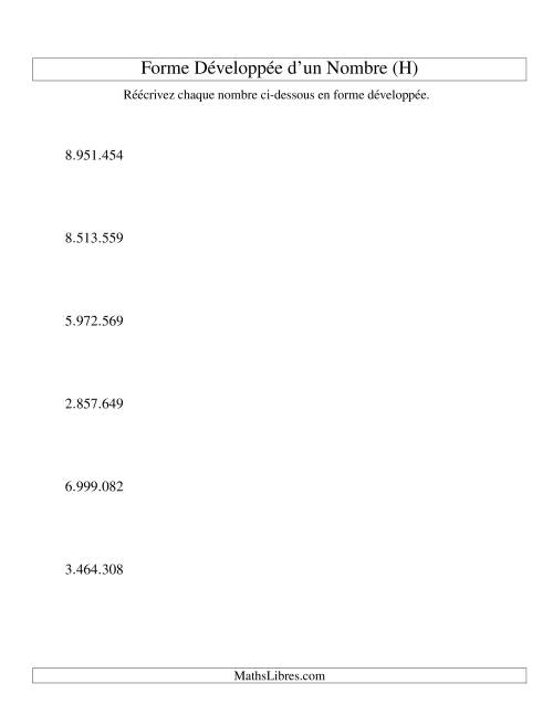 Écriture de nombres en forme dévoleppée 1.000.000 à 9.999.999 (version EU) (K) page 2