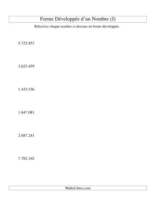 Écriture de nombres en forme dévoleppée 1.000.000 à 9.999.999 (version EU) (N) page 2