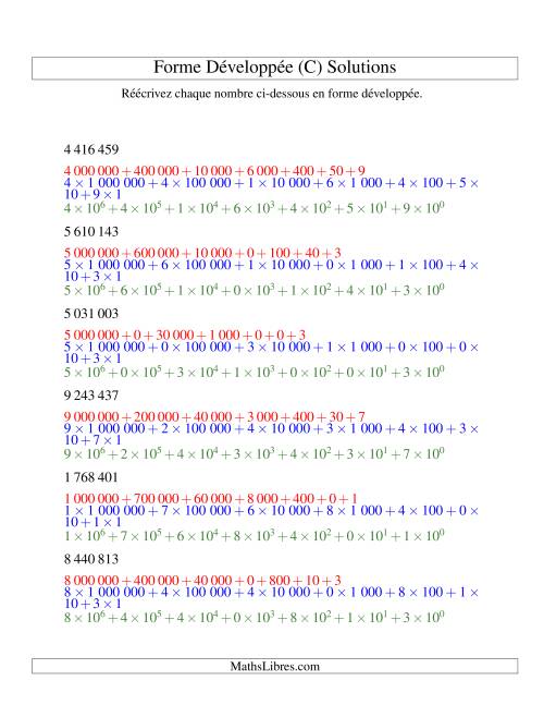 Écriture de nombres en forme dévoleppée 1 000 000 à 9 999 999 (version SI) (C) page 2