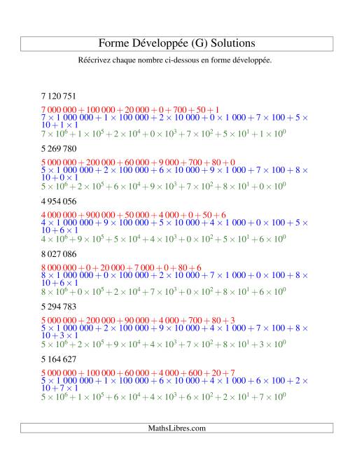 Écriture de nombres en forme dévoleppée 1 000 000 à 9 999 999 (version SI) (G) page 2