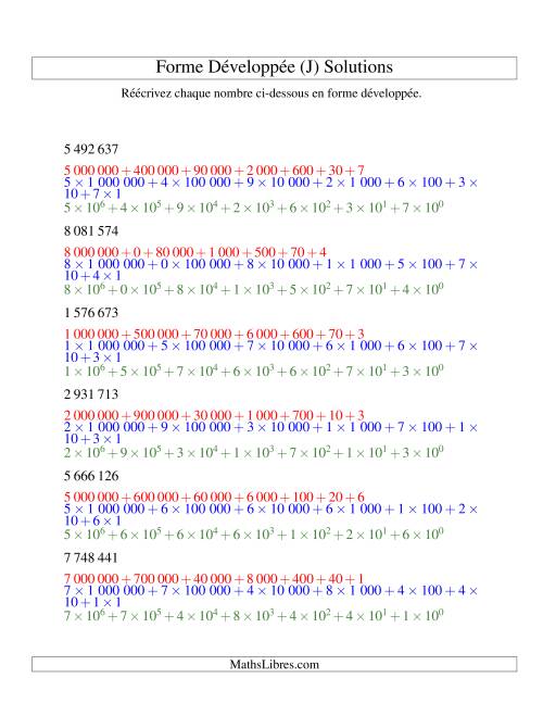 Écriture de nombres en forme dévoleppée 1 000 000 à 9 999 999 (version SI) (J) page 2