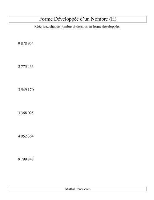 Écriture de nombres en forme dévoleppée 1 000 000 à 9 999 999 (version SI) (K) page 2