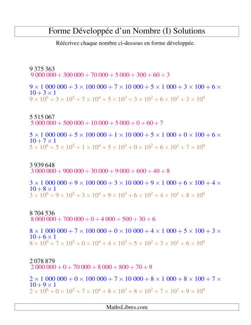 Écriture de nombres en forme dévoleppée 1 000 000 à 9 999 999 (version SI) (M) page 2