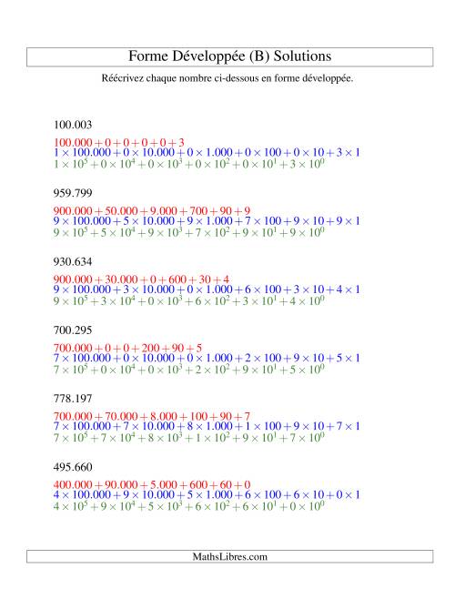 Écriture de nombres en forme dévoleppée 100.000 à 999.999 (version EU) (B) page 2