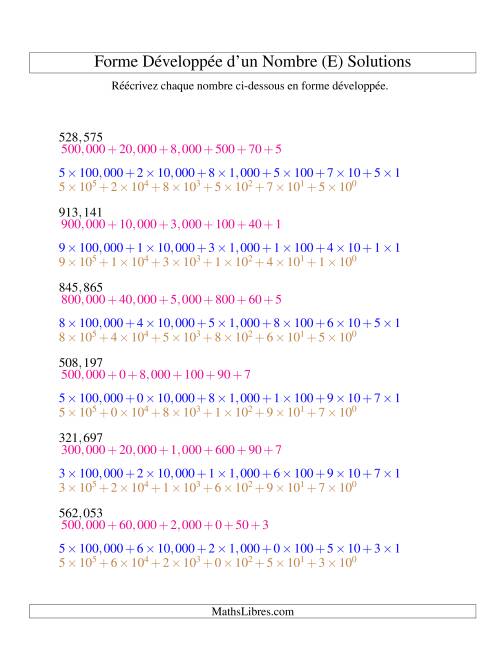 Écriture de nombres en forme dévoleppée 100,000 à 999,999 (version US) (E) page 2