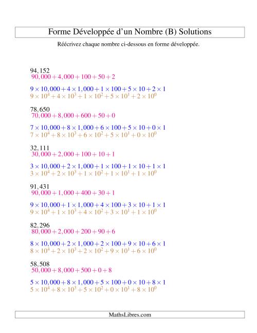 Écriture de nombres en forme dévoleppée 10,000 à 99,999 (version US) (B) page 2