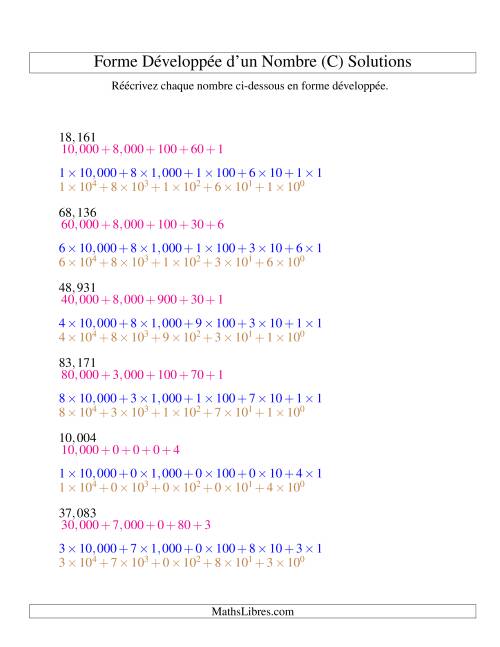 Écriture de nombres en forme dévoleppée 10,000 à 99,999 (version US) (C) page 2