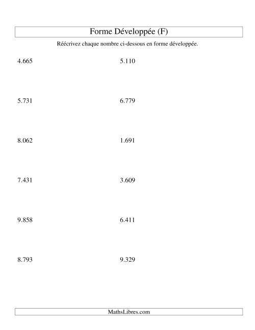 Écriture de nombres en forme dévoleppée 1.000 à 9.999 (version EU) (F)