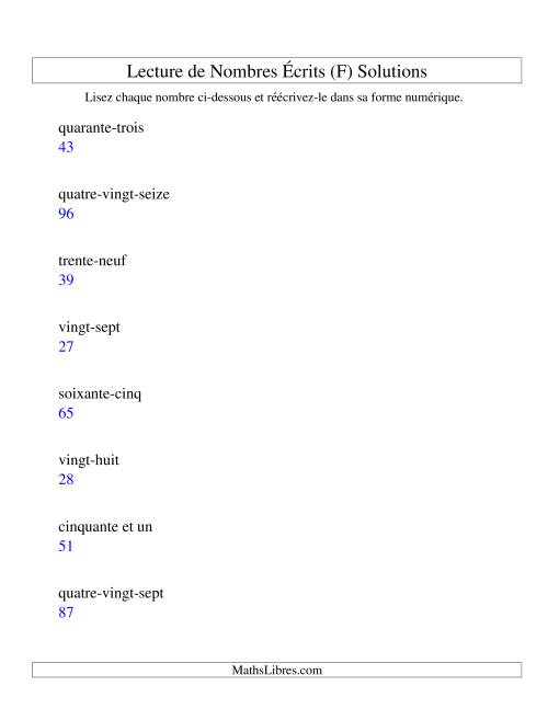 Lecture de nombres écrits -- 2-chiffres (F) page 2