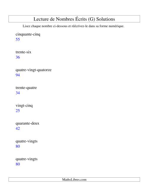 Lecture de nombres écrits -- 2-chiffres (G) page 2