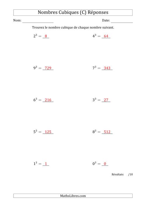 Nombres Cubiques de 0 à 9 (C) page 2