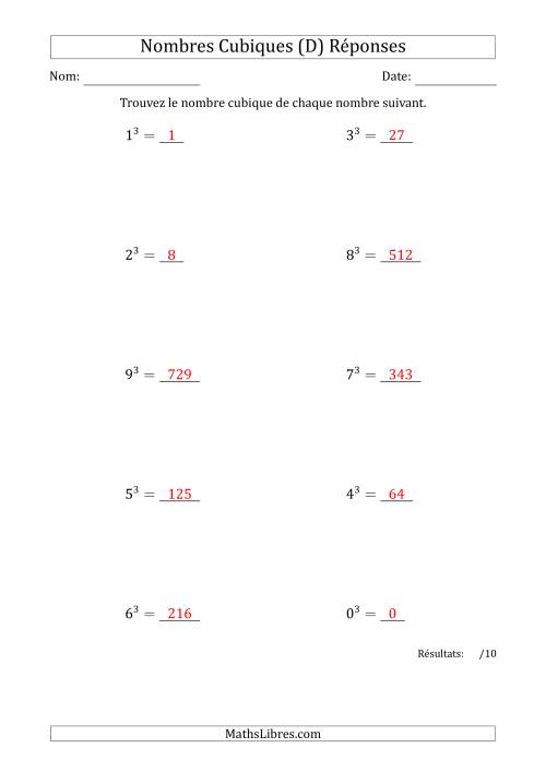 Nombres Cubiques de 0 à 9 (D) page 2