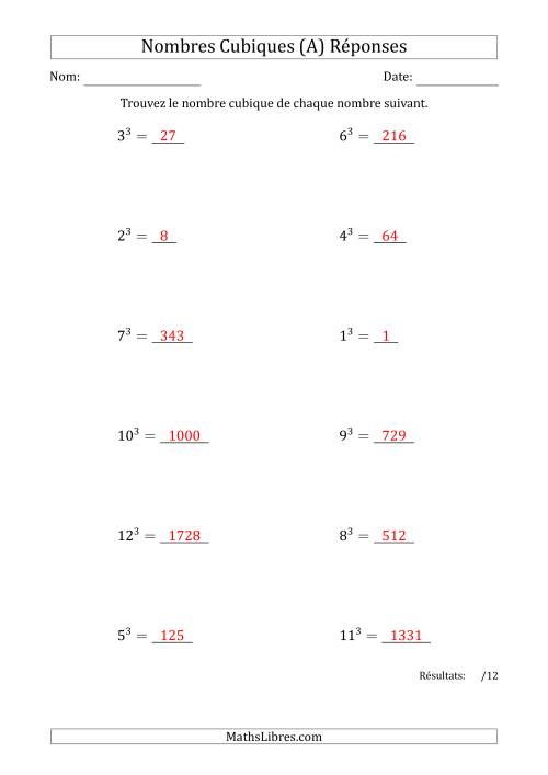 Nombres Cubiques de 1 à 12 (A) page 2