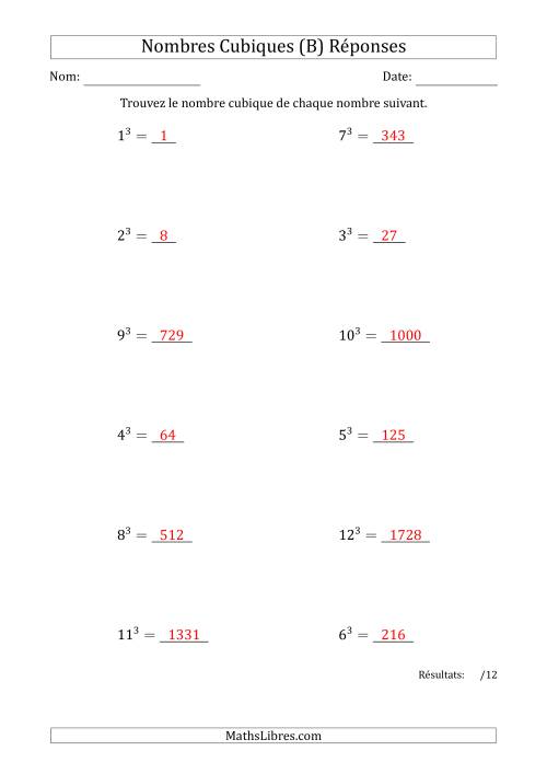 Nombres Cubiques de 1 à 12 (B) page 2