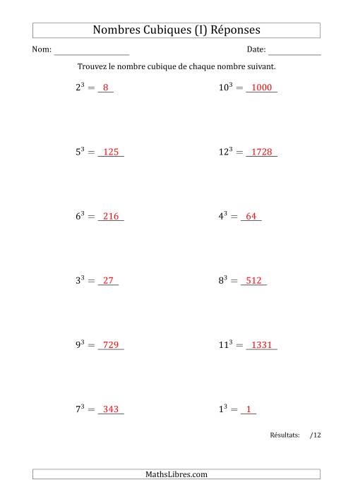 Nombres Cubiques de 1 à 12 (I) page 2