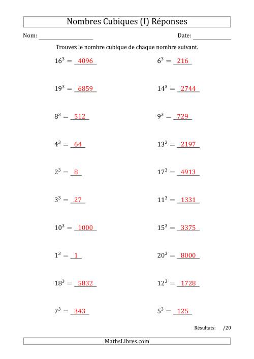 Nombres Cubiques de 1 à 20 (I) page 2