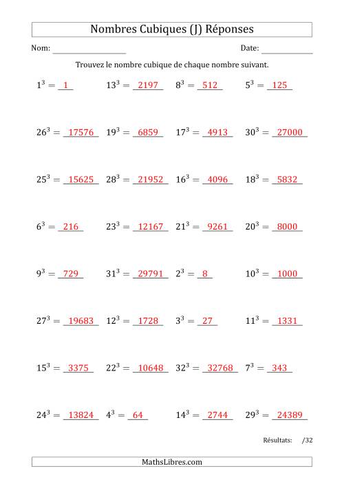 Nombres Cubiques de 1 à 32 (J) page 2