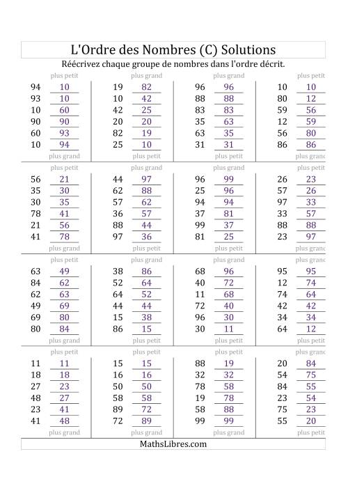 Classification en ordre des nombres entre 10 et 99 (C) page 2