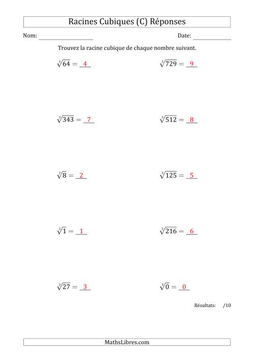 Racines Cubiques de 0 à 9 (C) page 2
