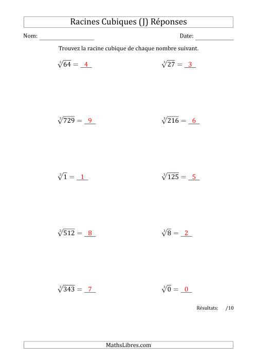 Racines Cubiques de 0 à 9 (J) page 2