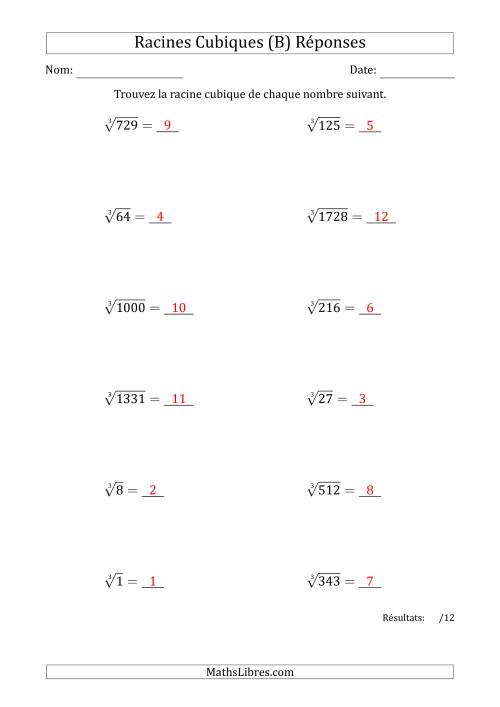 Racines Cubiques de 1 à 12 (B) page 2