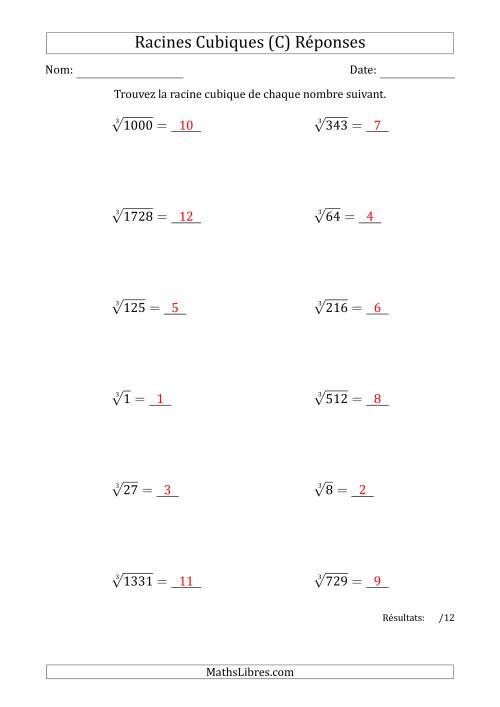 Racines Cubiques de 1 à 12 (C) page 2