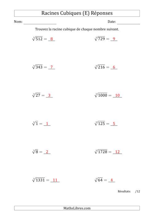 Racines Cubiques de 1 à 12 (E) page 2