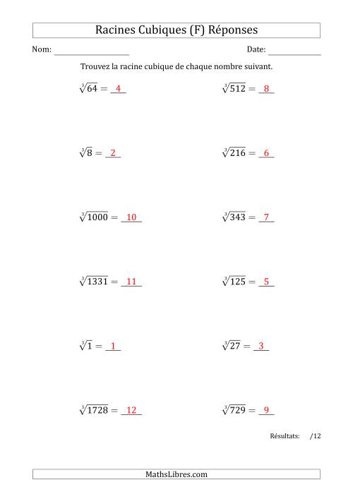 Racines Cubiques de 1 à 12 (F) page 2