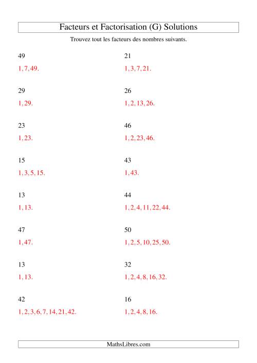 Facteurs premiers de nombres entre 4 et 50 (G) page 2