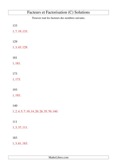 Facteurs premiers de nombres entre 100 et 200 (C) page 2