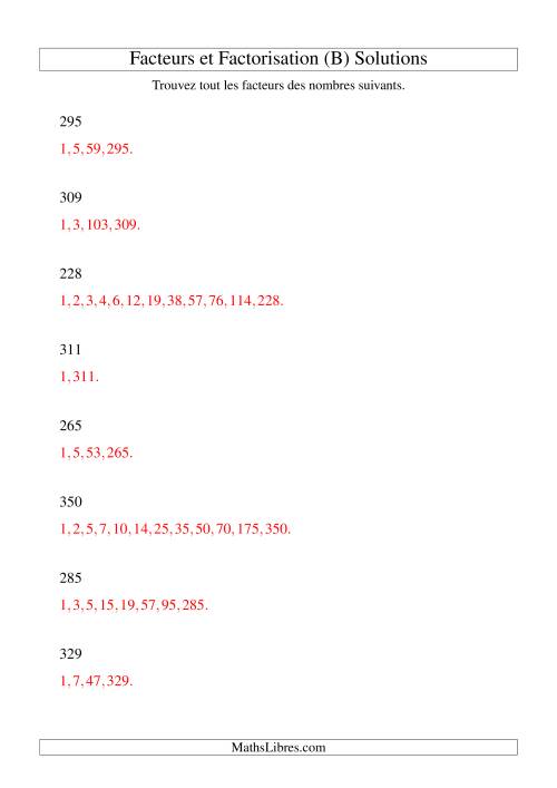 Facteurs premiers de nombres entre 200 et 400 (B) page 2