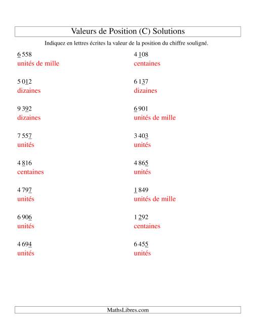 Valeurs de position (unités aux unités de mille; version si) (C) page 2