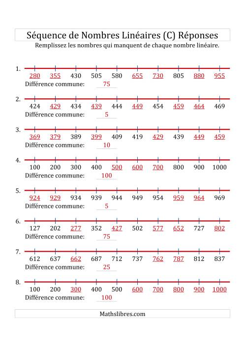 Séquence Personnalisée de Nombres Linéaires Croissants (De 100 à 1 000) (C) page 2