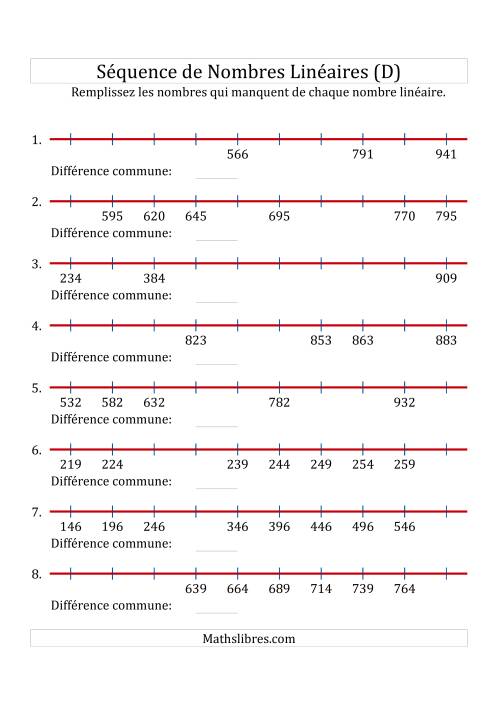Séquence Personnalisée de Nombres Linéaires Croissants (De 100 à 1 000) (D)