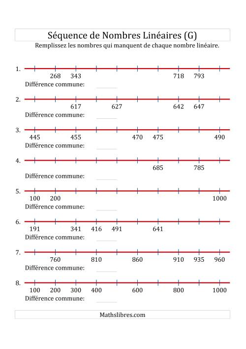 Séquence Personnalisée de Nombres Linéaires Croissants (De 100 à 1 000) (G)