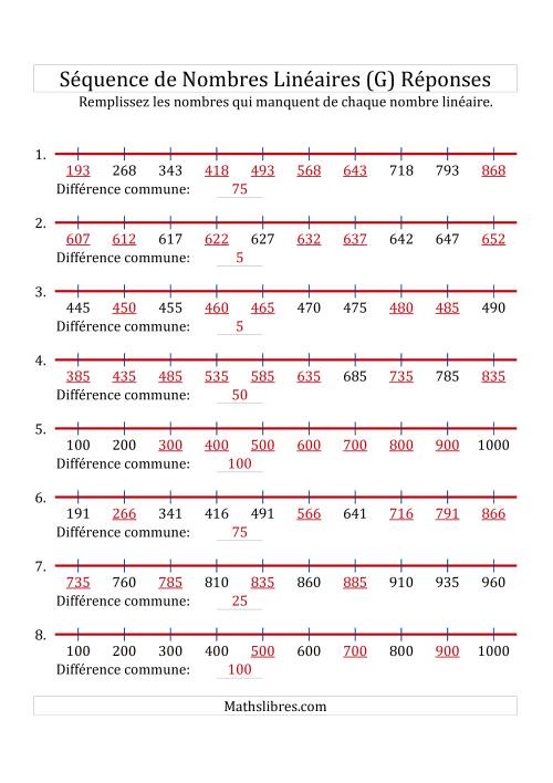 Séquence Personnalisée de Nombres Linéaires Croissants (De 100 à 1 000) (G) page 2