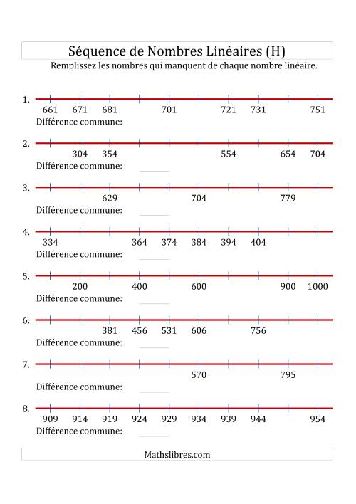 Séquence Personnalisée de Nombres Linéaires Croissants (De 100 à 1 000) (H)