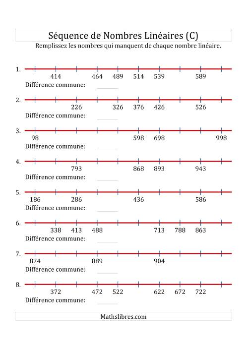 Séquence Personnalisée de Nombres Linéaires Croissants (Maximum 1 000) (C)