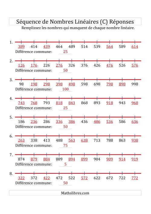 Séquence Personnalisée de Nombres Linéaires Croissants (Maximum 1 000) (C) page 2