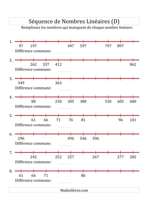 Séquence Personnalisée de Nombres Linéaires Croissants (Maximum 1 000) (D)