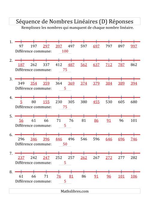 Séquence Personnalisée de Nombres Linéaires Croissants (Maximum 1 000) (D) page 2